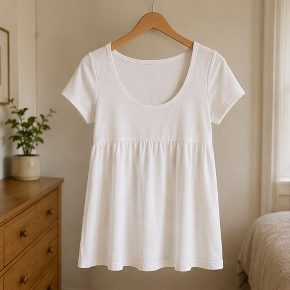 White Scoop Neck Babydoll Top